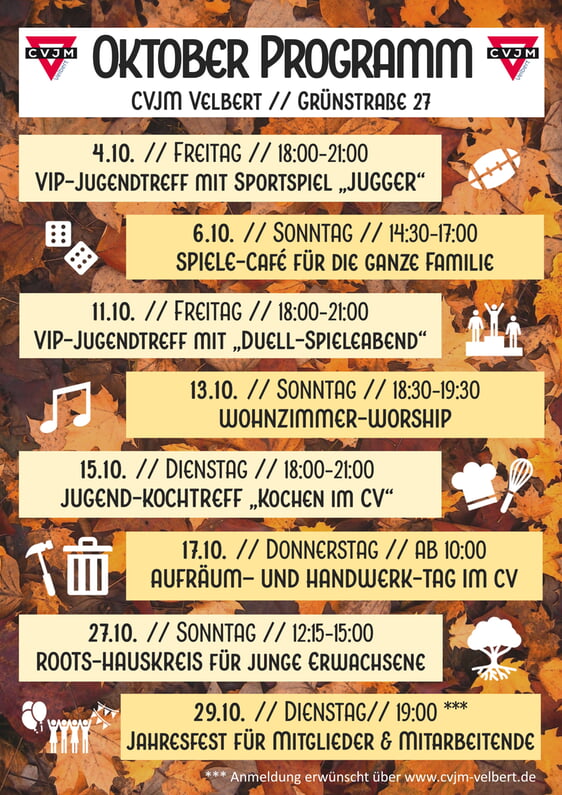 2024 CVJM Velbert Programm Oktober